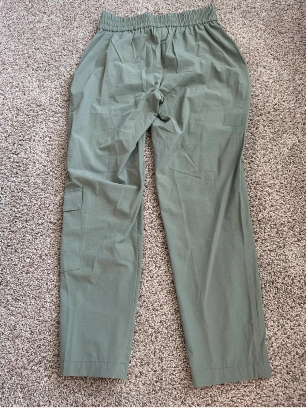Olive Green Elastic-Waist Cargo Pants